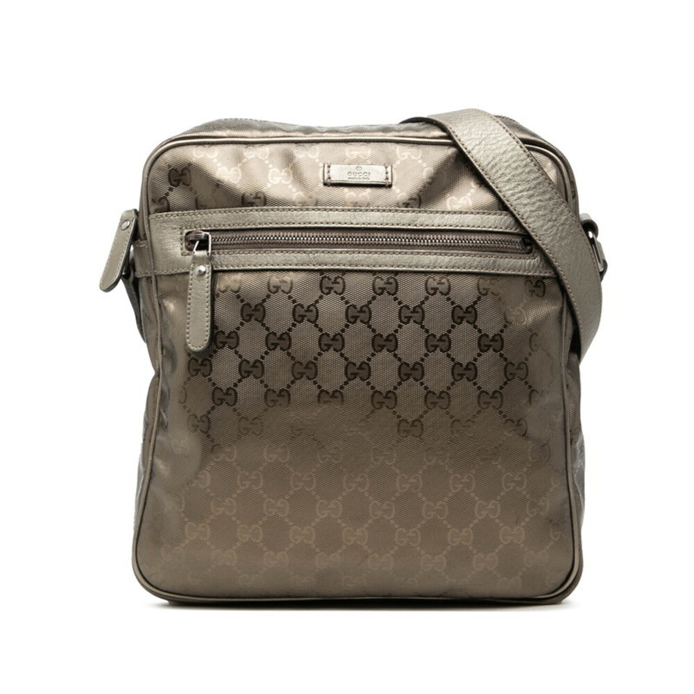 Gucci GG Imprime Crossbody Shoulder Bag 201448 Gold Brown Leather Men's GUCCI